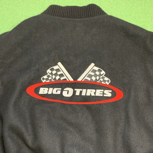 Vintage Big O Tires Black Employee Leather Bomber Jacket Burk's Bay Men's XXL - Picture 3 of 11